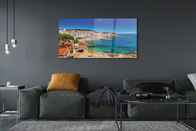 Glass print Spain beach city coast