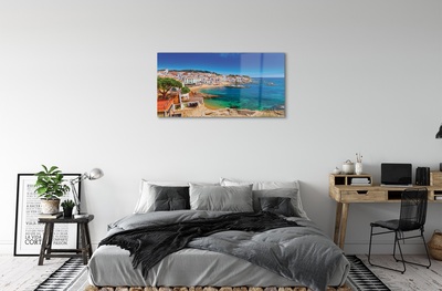 Glass print Spain beach city coast