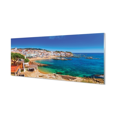 Glass print Spain beach city coast