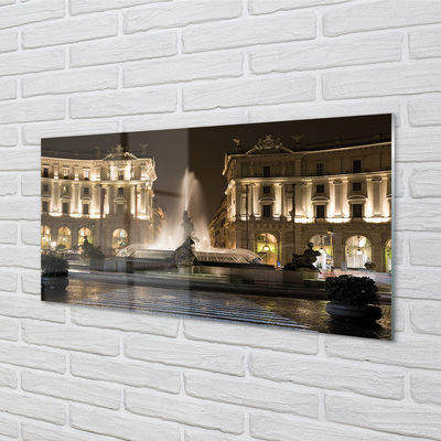 Glass print Rome fountain square night