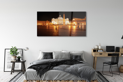 Glass print Rome basilica square night