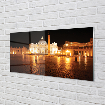 Glass print Rome basilica square night