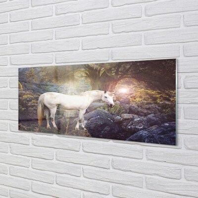 Glass print Unicorn in the forest