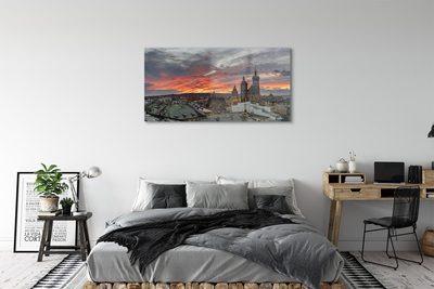 Glass print Sunset panorama krakow