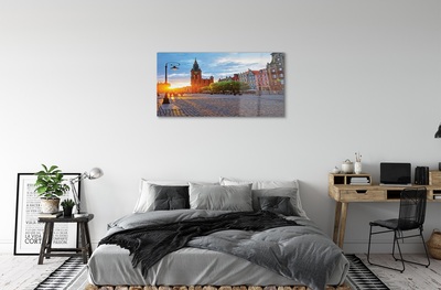 Glass print Gdansk old town sunrise