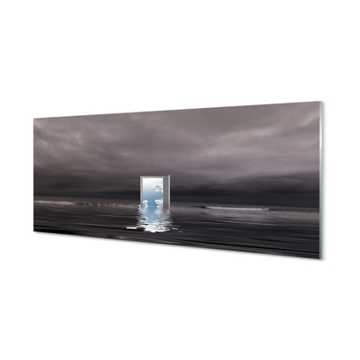 Glass print Door sky sea