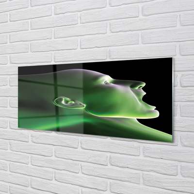 Glass print The green light head man