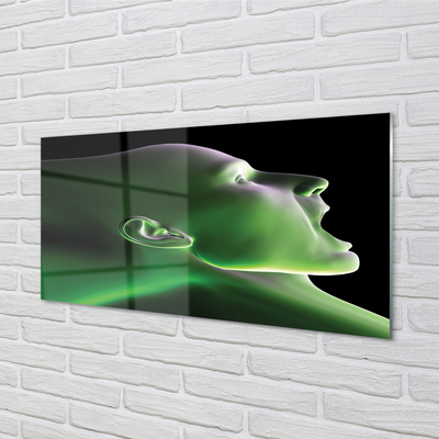 Glass print The green light head man