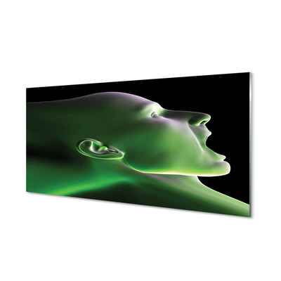 Glass print The green light head man