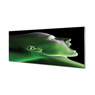 Glass print The green light head man