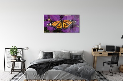 Glass print Flowers colorful butterfly