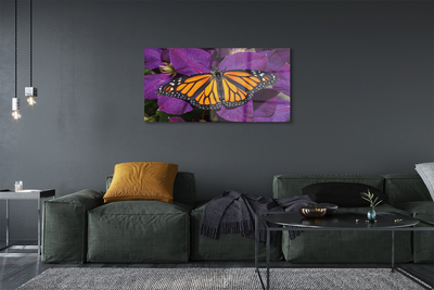 Glass print Flowers colorful butterfly