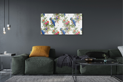 Glass print Birds on a branch with flowers