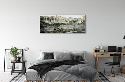 Glass print Spain mountains city trees