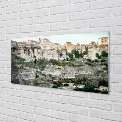 Glass print Spain mountains city trees