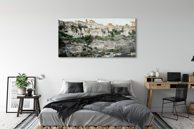 Glass print Spain mountains city trees