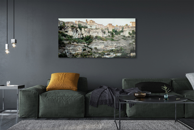 Glass print Spain mountains city trees