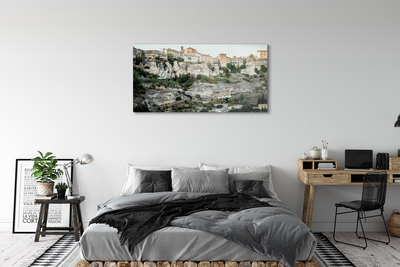 Glass print Spain mountains city trees