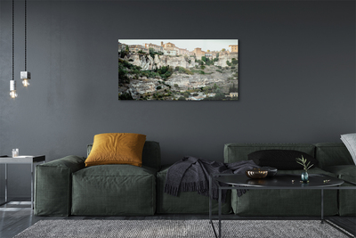 Glass print Spain mountains city trees