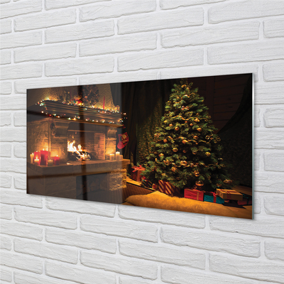 Glass print Christmas decorations fireplace gifts