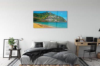 Glass print Spain mountain village beach