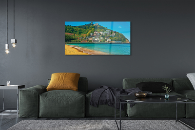 Glass print Spain mountain village beach