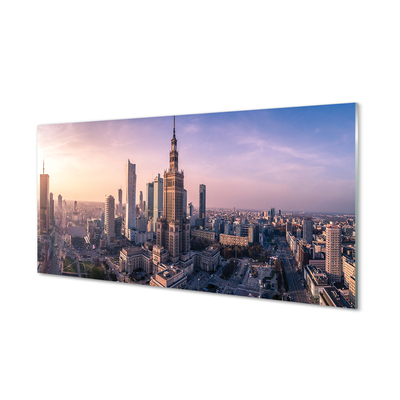 Glass print Sunrise panorama of warsaw