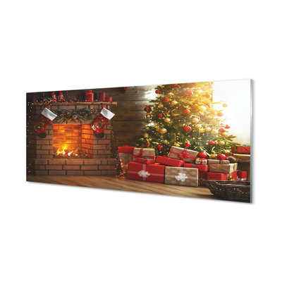 Glass print Christmas fireplace