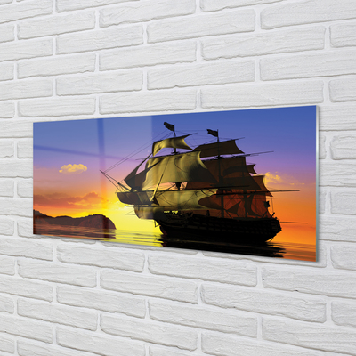 Glass print Sky sea ship