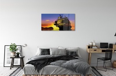 Glass print Sky sea ship