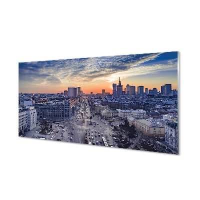 Glass print Warsaw sunset