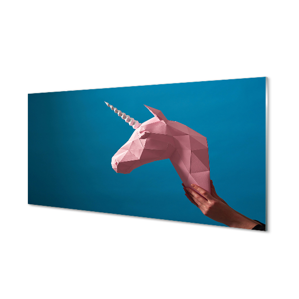 Glass print Origami unicorn pink