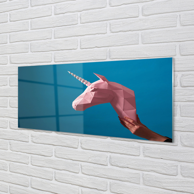Glass print Origami unicorn pink