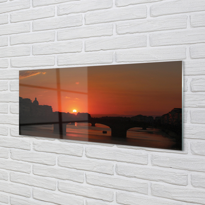 Glass print Italy sunset river sun