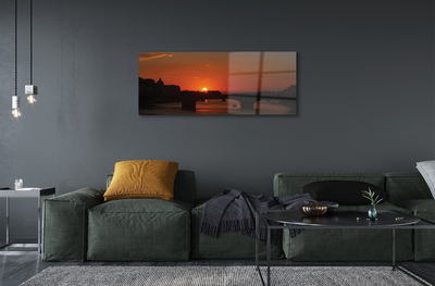 Glass print Italy sunset river sun