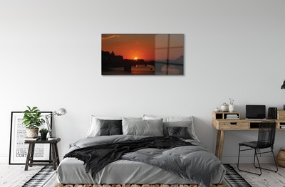 Glass print Italy sunset river sun