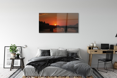 Glass print Italy sunset river sun