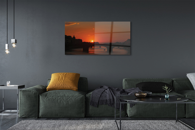 Glass print Italy sunset river sun