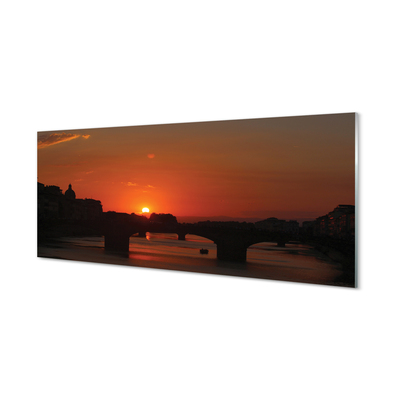 Glass print Italy sunset river sun