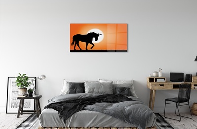 Glass print Sunset unicorn