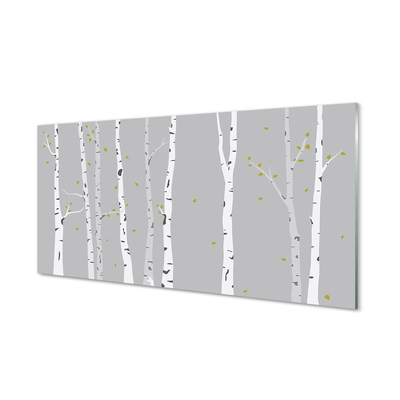 Glass print Birch illustration