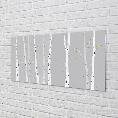 Glass print Birch illustration