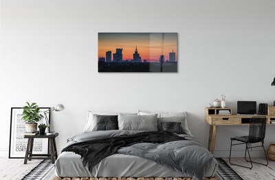 Glass print Sunset panorama of warsaw