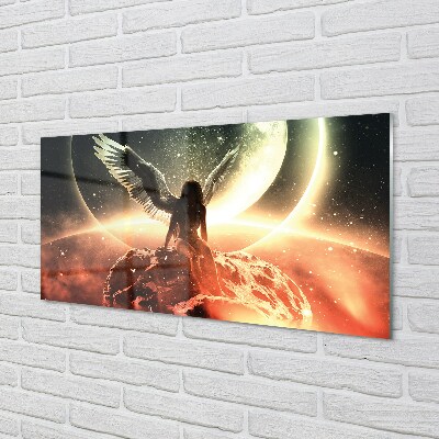 Glass print Women lunar meteorite wings