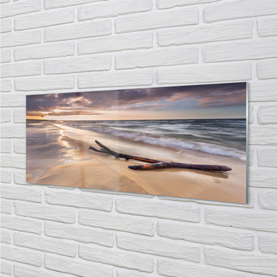 Glass print Gdansk beach sunset sea sun