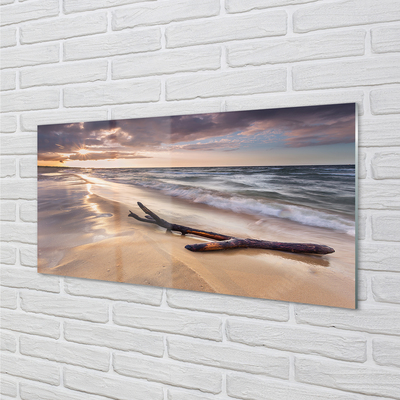 Glass print Gdansk beach sunset sea sun