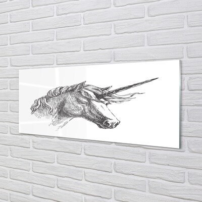 Glass print Unicorn drawing