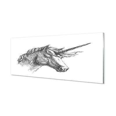 Glass print Unicorn drawing