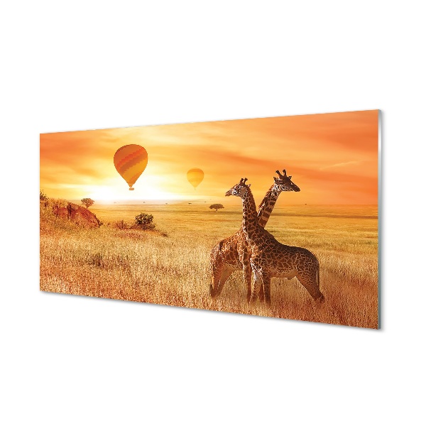 Glass print Balloons sky giraffe