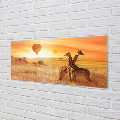 Glass print Balloons sky giraffe